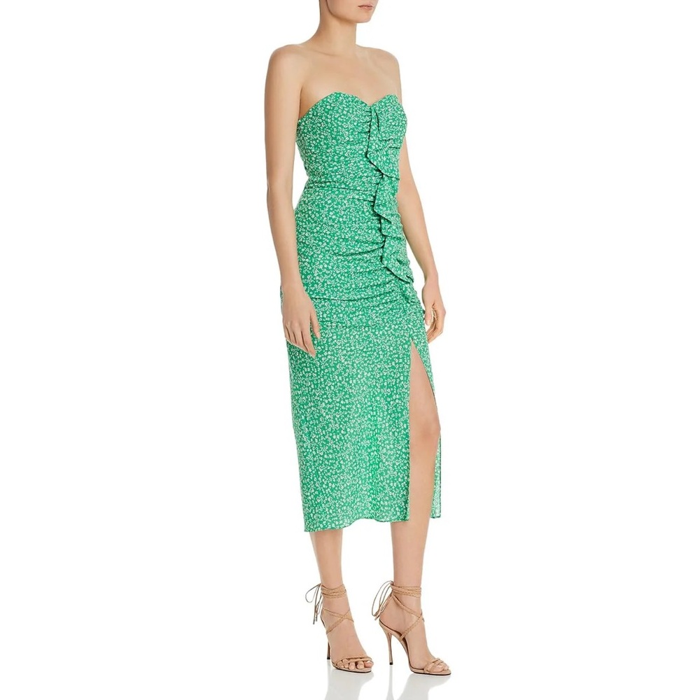 LIKELY JORDANA FLORAL RUCHED STRAPLESS MIDI DRESS NWOT size small